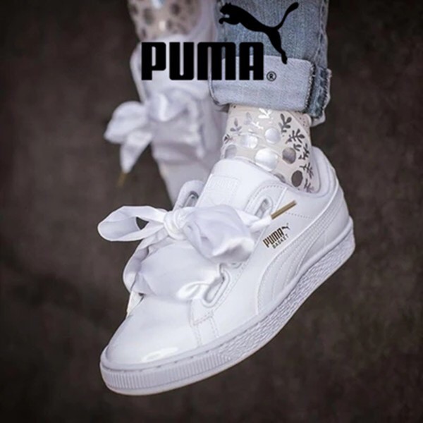 Puma Suede All white women shoes bow 
