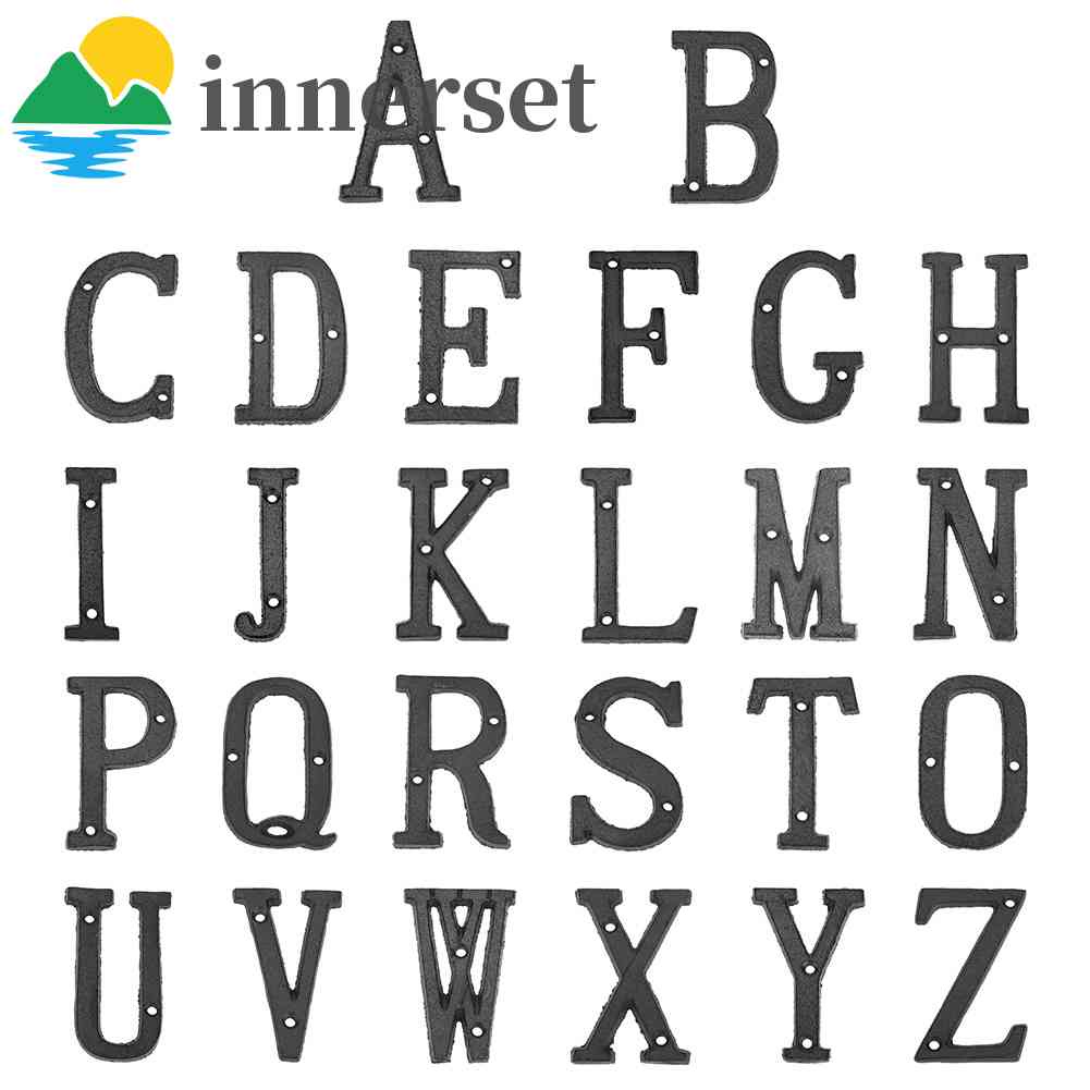 INNERSET Metal DIY Letter Door Plate Cast Iron Alphabet House Sign ...