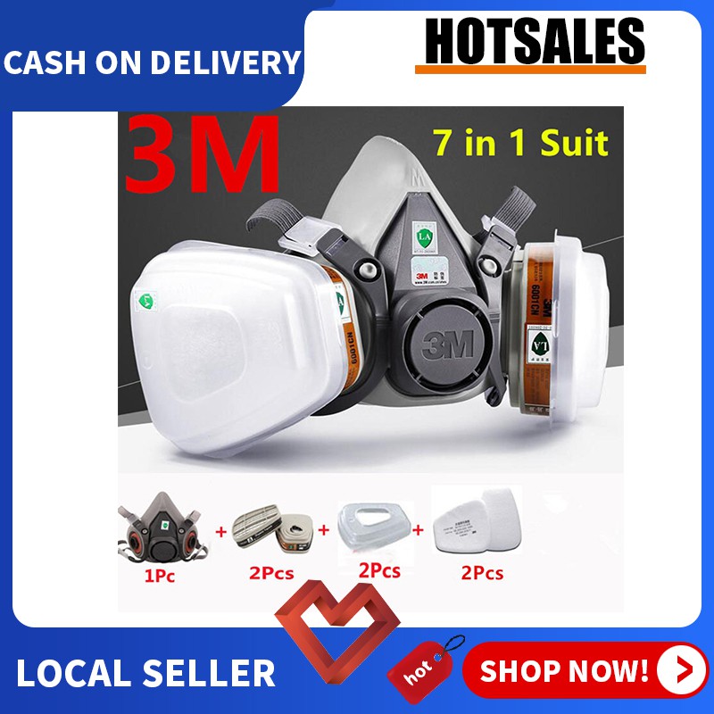 3M 6200 7 in 1 Half Face Painting Spraying Respirator Gas Mask Suit