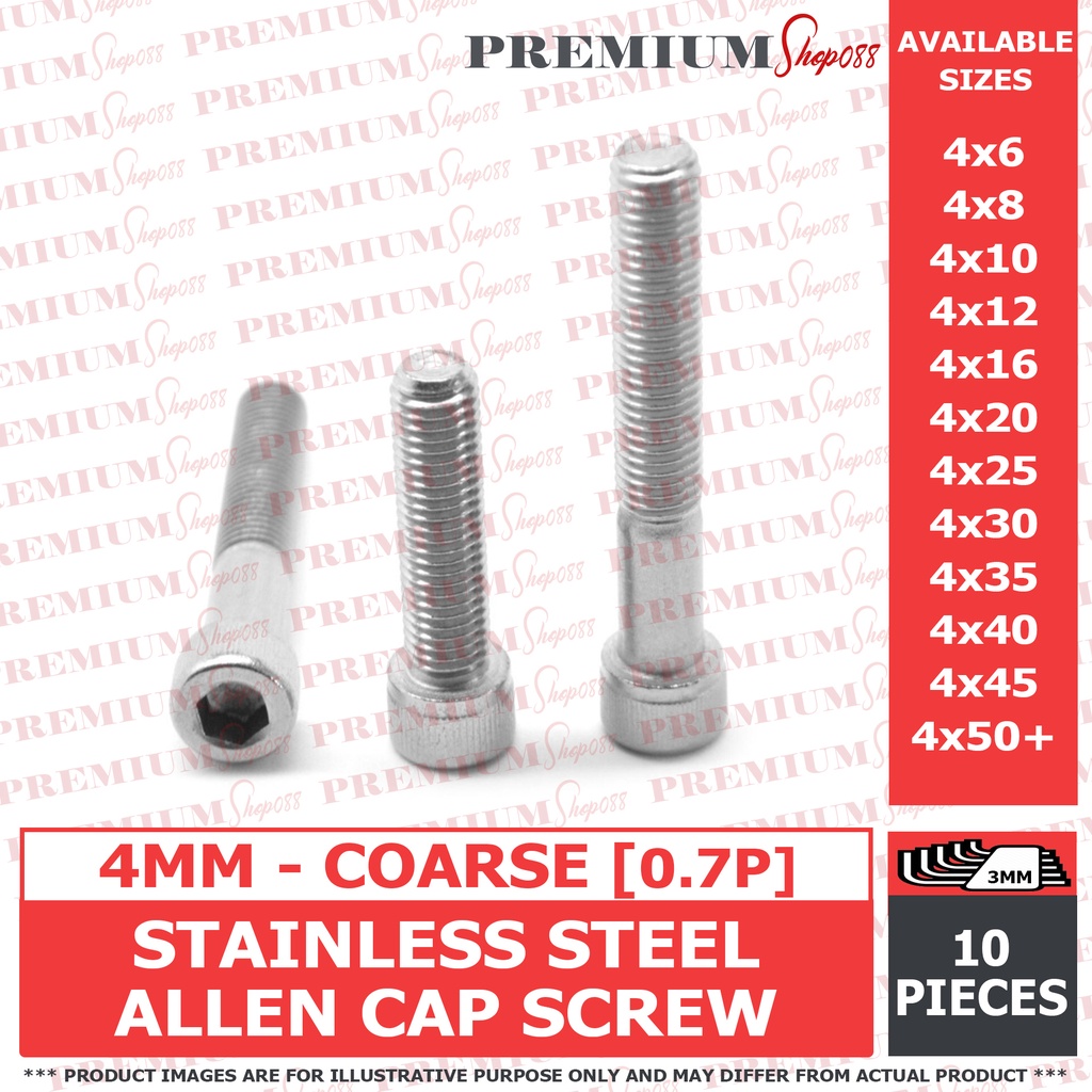 A2 STAINLESS STEEL SOCKET BUTTON DOME HEAD ALLEN SCREW BOLTS M4 x 16 x 0.7P x 10 