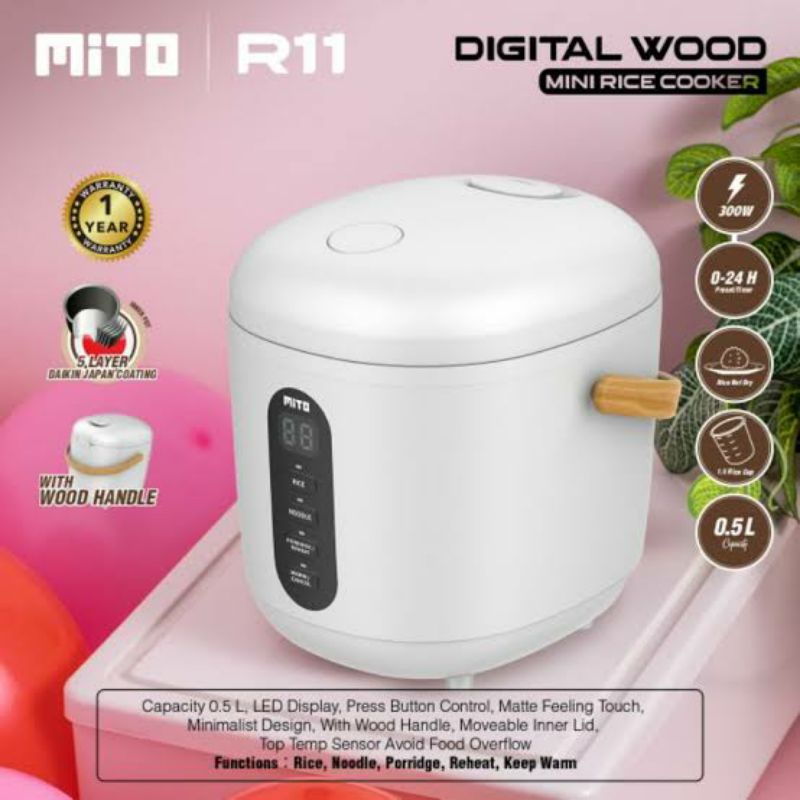Mito Rice Cooker Digital Mini R11 0.5 Liters Official Warranty | Shopee