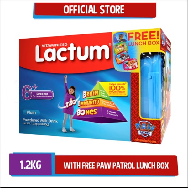 Lactum 6 Plain Powdered Milk Drink 1 2kg With Paw Patrol Lunch Box Shopee Philippines