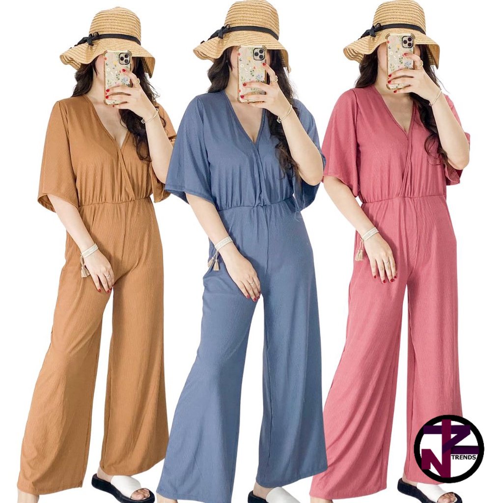 NZT Amiah Plunge V-Neck Kimono Sleeves Jumpsuit Ameri | Shopee Philippines