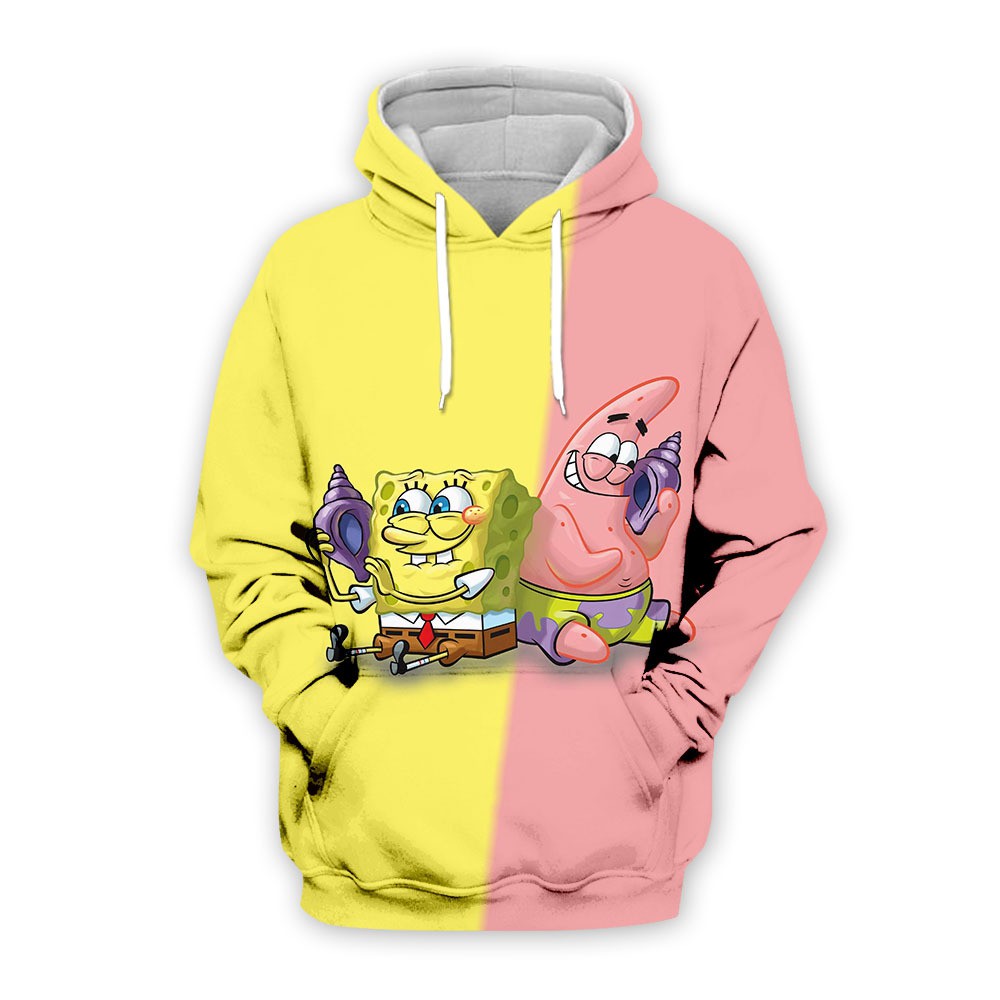 SpongeBob 3D Printed Pullover Hoodie Cartoon Casual Hoodie Twotone