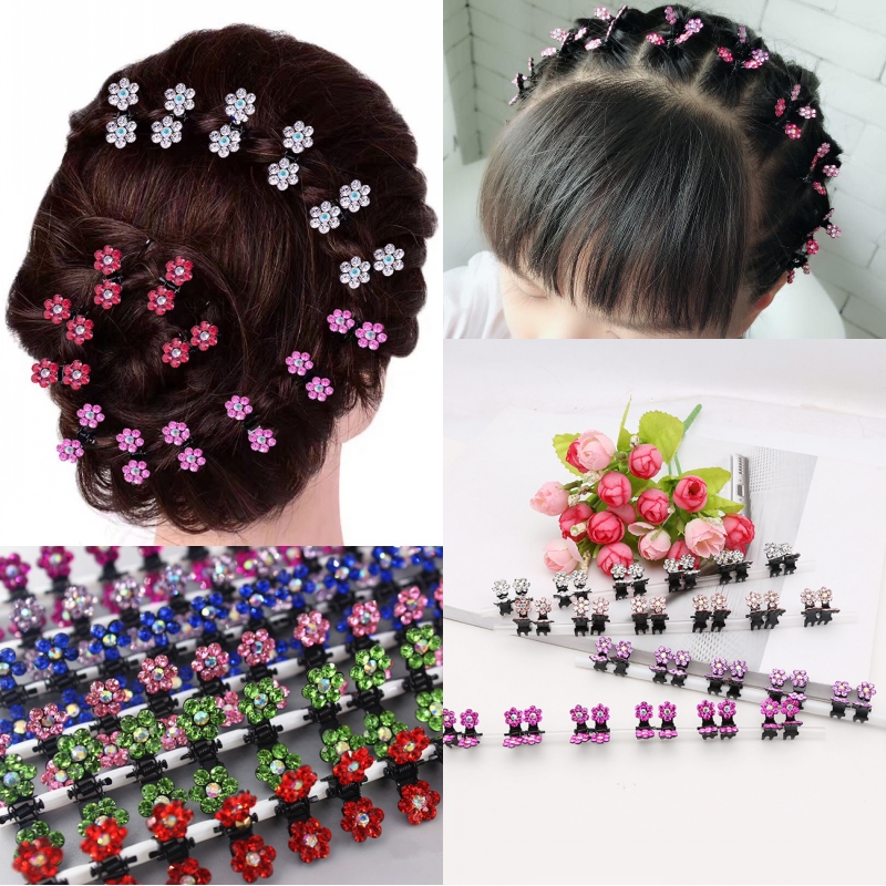 mini flower hair clips