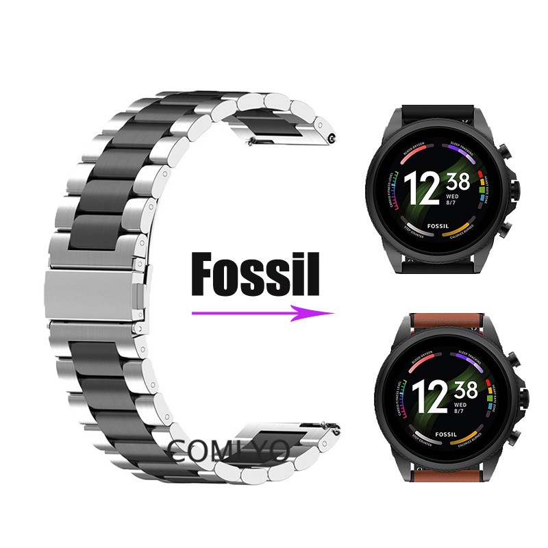 Fossil Men watch Strap 22mm Stainless steel Metal Business Band ...