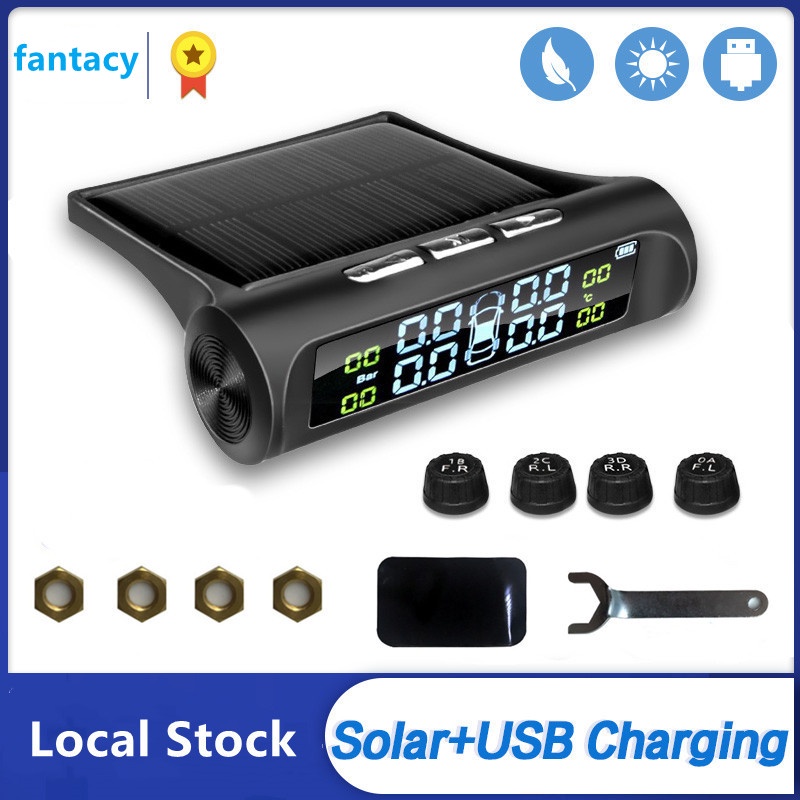 Solar Power Tpms Car Tire Pressure Alarm Monitor System Internal