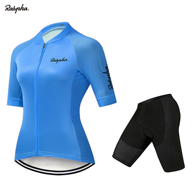 Women's Cycling Clothing Set Road Bike Shirts Short Sleeve Breathable Cycling Jersey with 20D Padded Bib Shorts 
