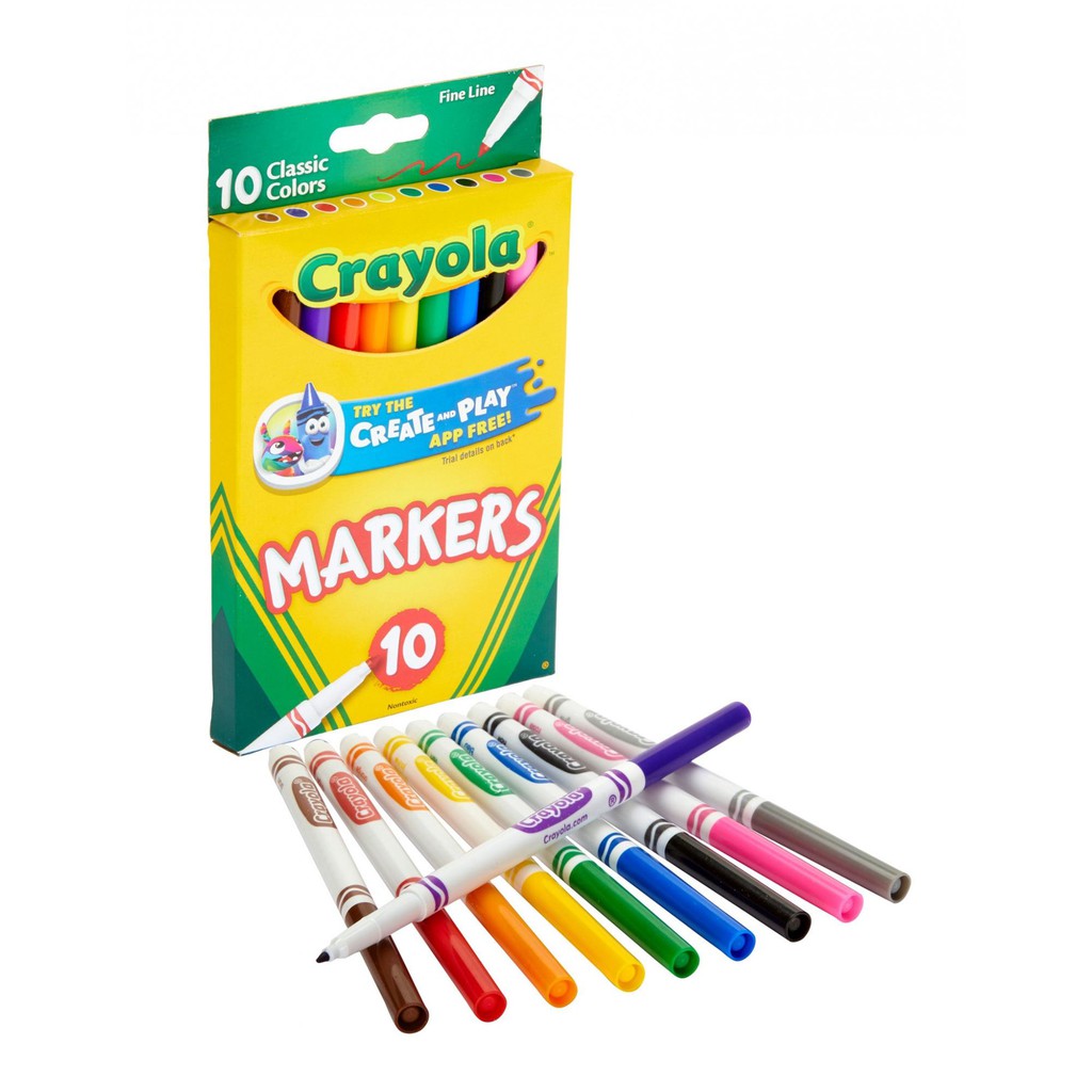 Crayola Classic Thin Line Marker Set 10 Colors Shopee Philippines