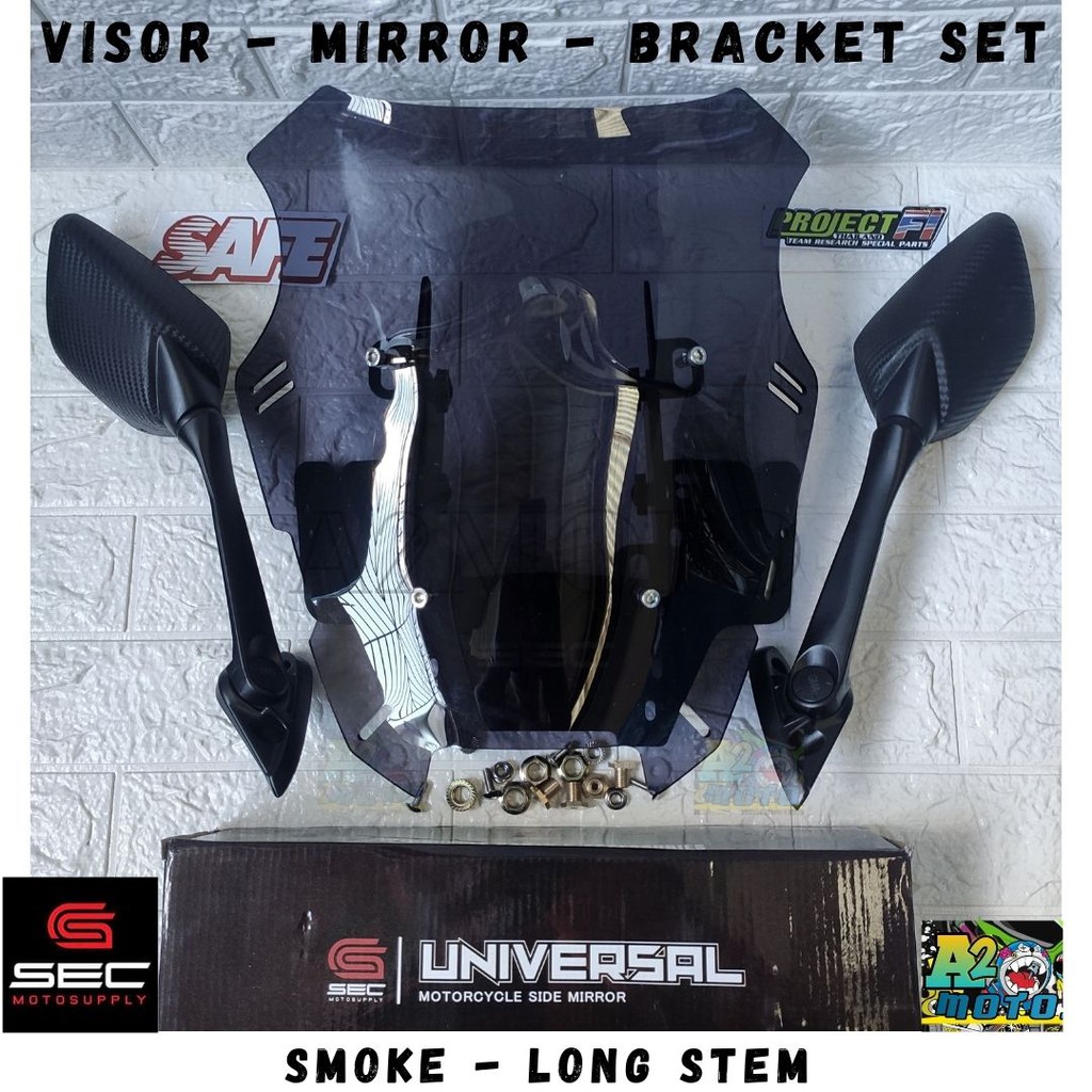 SEC NMAX 2020 V2 VISOR Side MIRROR BRACKET SET w CLEAR SMOKE WINDSHIELD