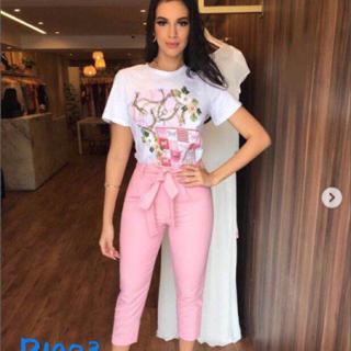 pink pant white shirt