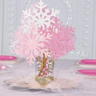 JOYMEMO 2 Pack Snowflake Banner Garland Ornaments Decorations Pink & White for Christmas Party Girls Winter Wonderland Birthday Baby Shower, Holiday Home Table Decor #6