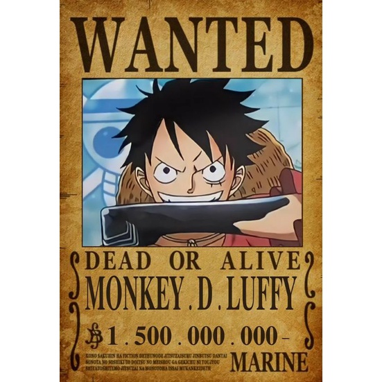 ONE PIECE LUFFY WANTED A4 POSTER ANIME WALL DECOR WALL ART ROOM POSTER ...