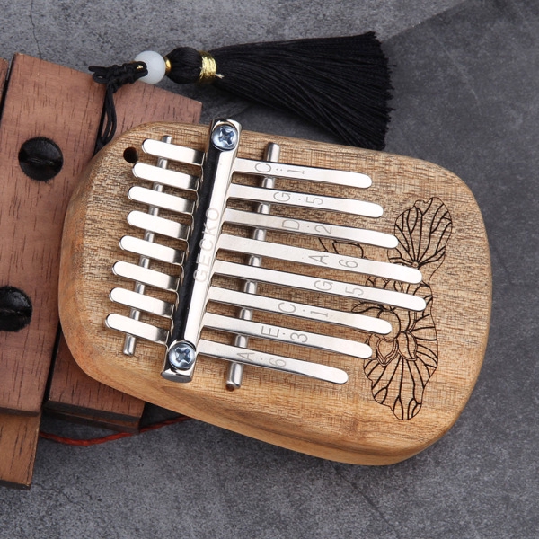 OUYAWEI Erelectronics GECKO 8 Keys Finger Kalimba Thumb Piano Portable Beginners Keyboard Marimba Wood Musical Instrument Peach core K-8CM 