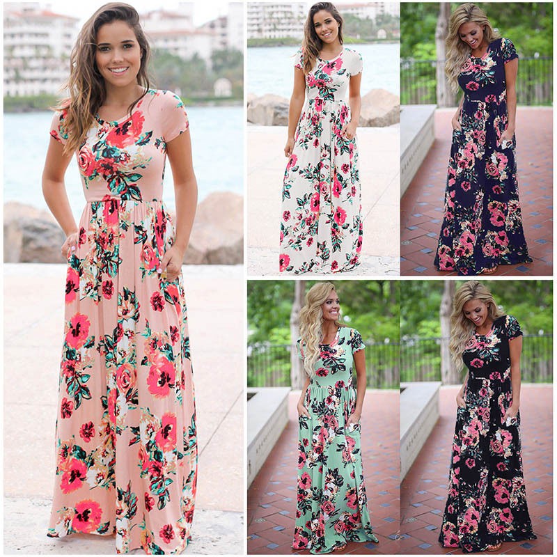 women floral maxi dress