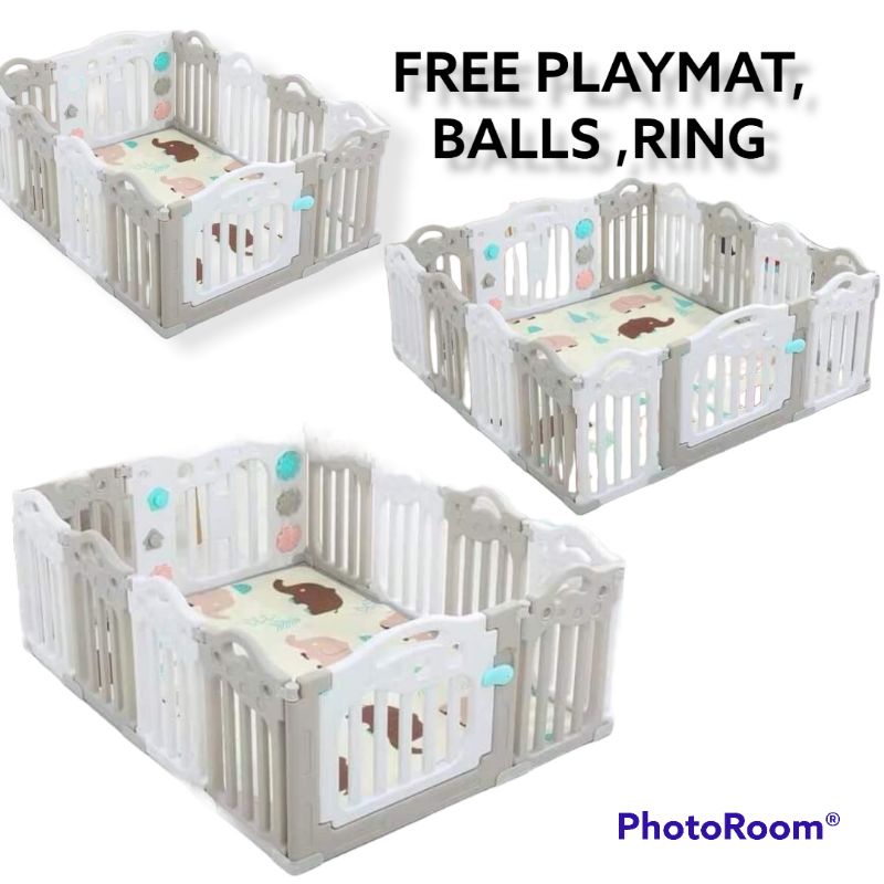 Big Folding Playpen For Babies( Free Playmat, Ocean Balls & Ring