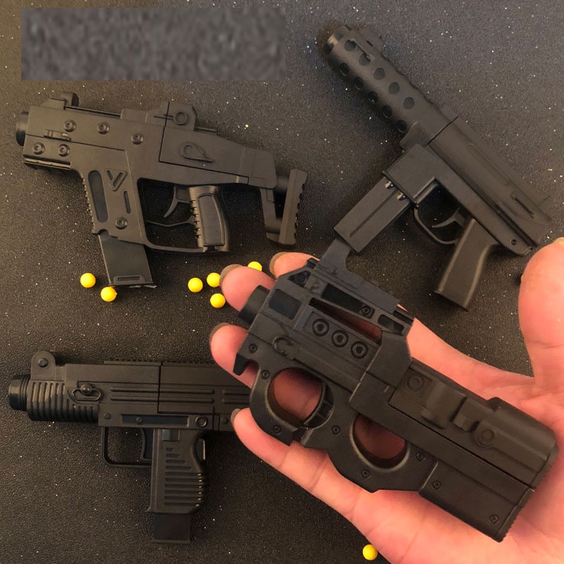 Alloy Mini Pistol Gun Toy Model P90 TEC9 Toy Submachine Gun Can Shoot Bullets For Children Boys