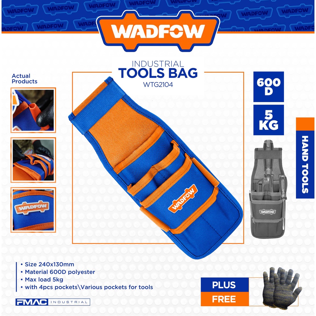 WADFOW by INGCO Industrial Tools Bag 240x130mm 600D with 4pcs pockets