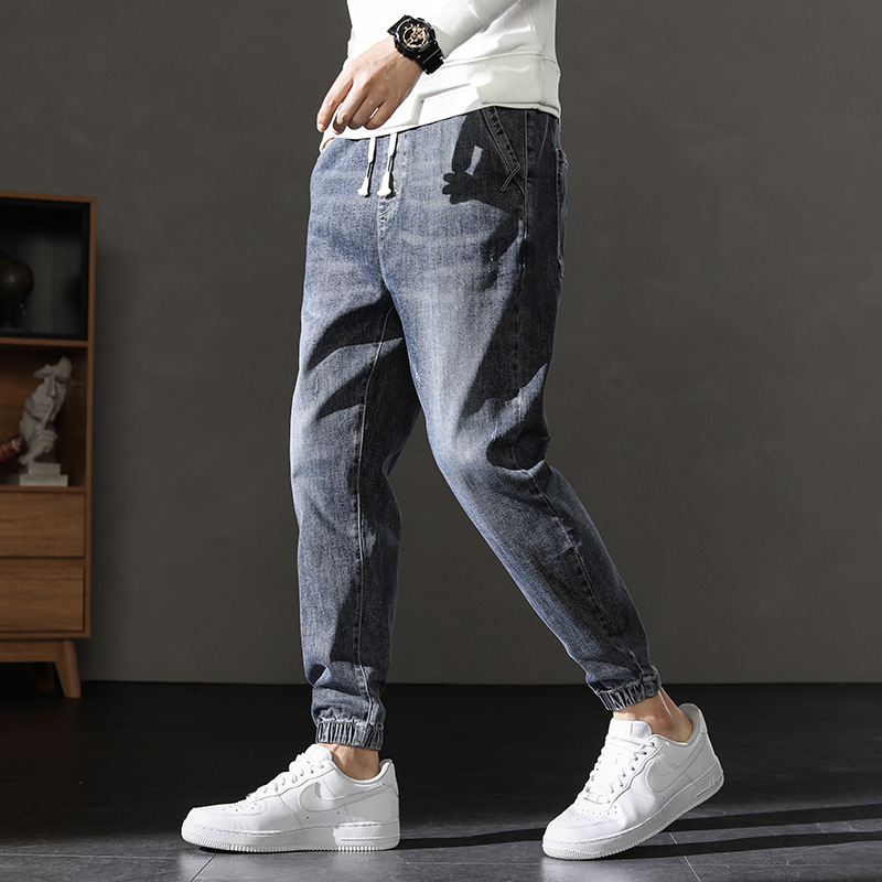 mens elastic waist denim jeans