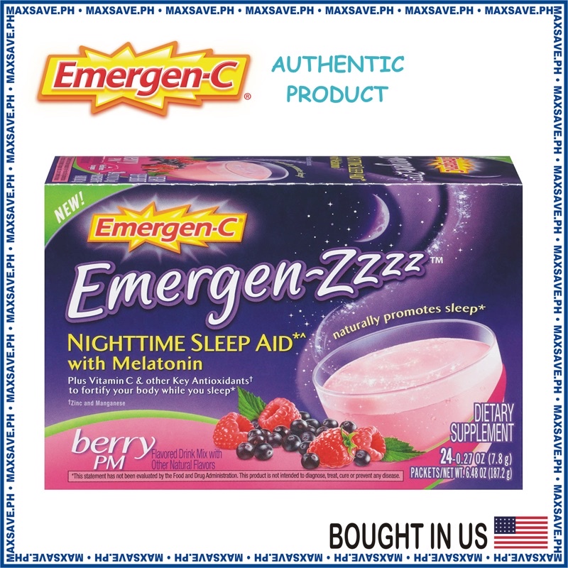 Emergen Zzzz Nighttime Sleep Aid With Melatonin And Vitamin C 500mg 24 Count Berry Pm Flavor Shopee Philippines