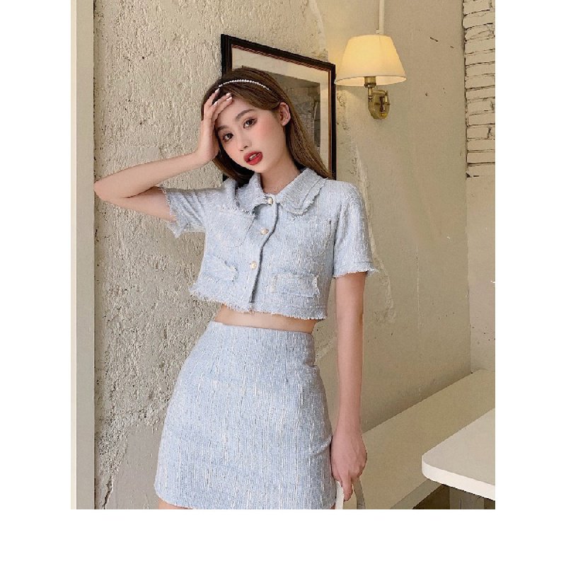 Young Suit Western Style High Waist Hip Bust Skirt Chanel-Style Summer  French Cardigan Two-Piece Set | Shopee Philippines