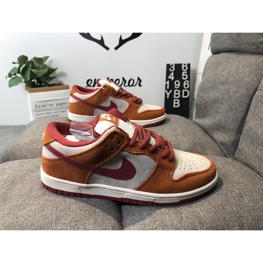 shoes brown red Nike SB Dunk Low Russet Cedar Brown Red Hook Skate Side Remove the new | Shopee Philippines