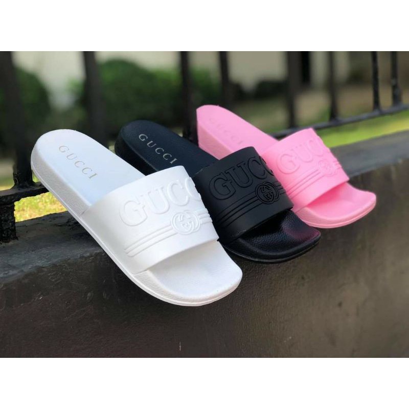 gucci logo rubber slide sandal