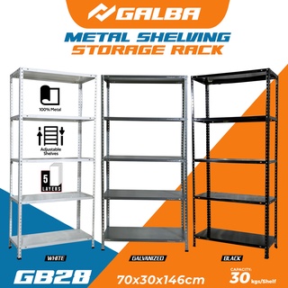 Galvanized Steel Storage Unit  3, 4 and 5 Layers Adjustable Metal Shelf Black GB28 (70x30x146) #5