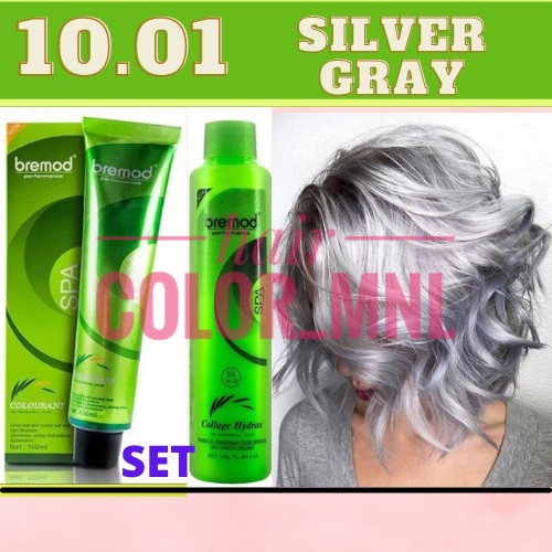 BREMOD 10.01 SILVER GRAY HAIR COLOR SET WITH OXIDIZER (100ML) Shopee