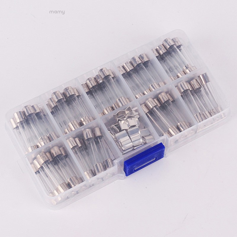 Mamy 72pcs 0.5A-30A Assorted Quick Blow Electrical Glass Tube Fuse&Fuse ...