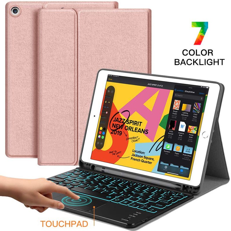 iPad Case with Touchpad Keyboard 7 Colors Backlit Bluetooth Keyboard Cover For ipad 9.7 2017