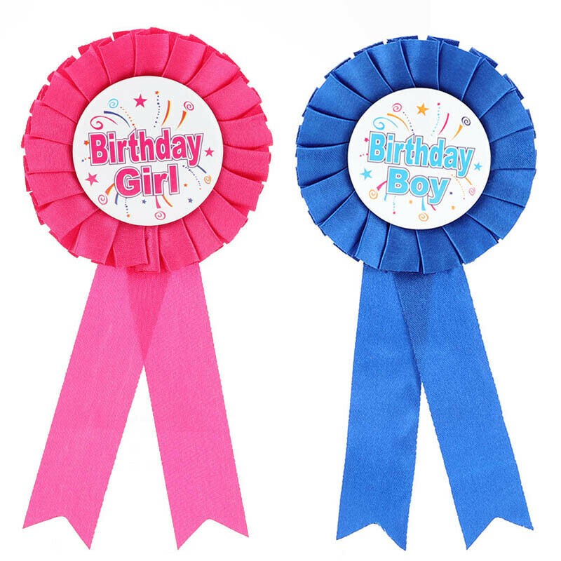 Happy Birthday Boys Girls Badge Blue Pink Deluxe Ribbon Party Safety Pin Shopee Philippines