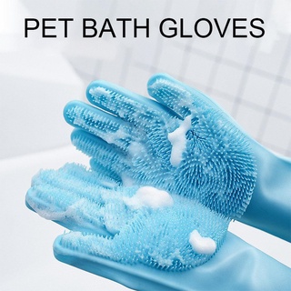 Pet Dog Cat Bathing Glove Brush Silicone Dishwashing Cleaning Equipment