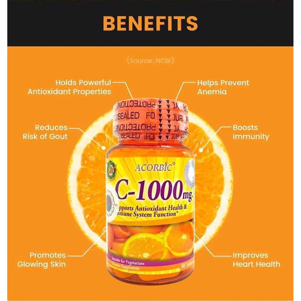 Acorbic Vitamin C 1000mg 30tabs Orig Shopee Philippines