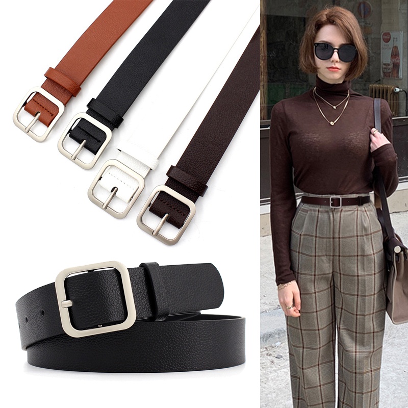 Fashion Women's Belt Square Buckle PU Leather Belt Good For Dresses And ...