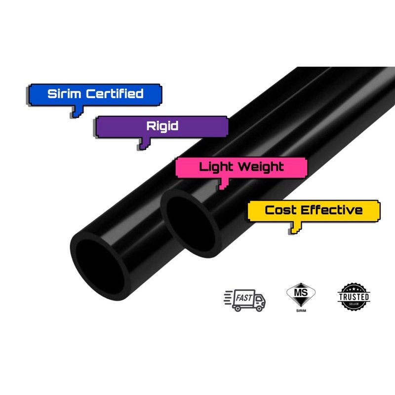 (10PCS) 20MM/25MM PVC ELECTRICAL CONDUIT PIPE BLACK/ORANGE 4.75FT (1.45M) 2ut1