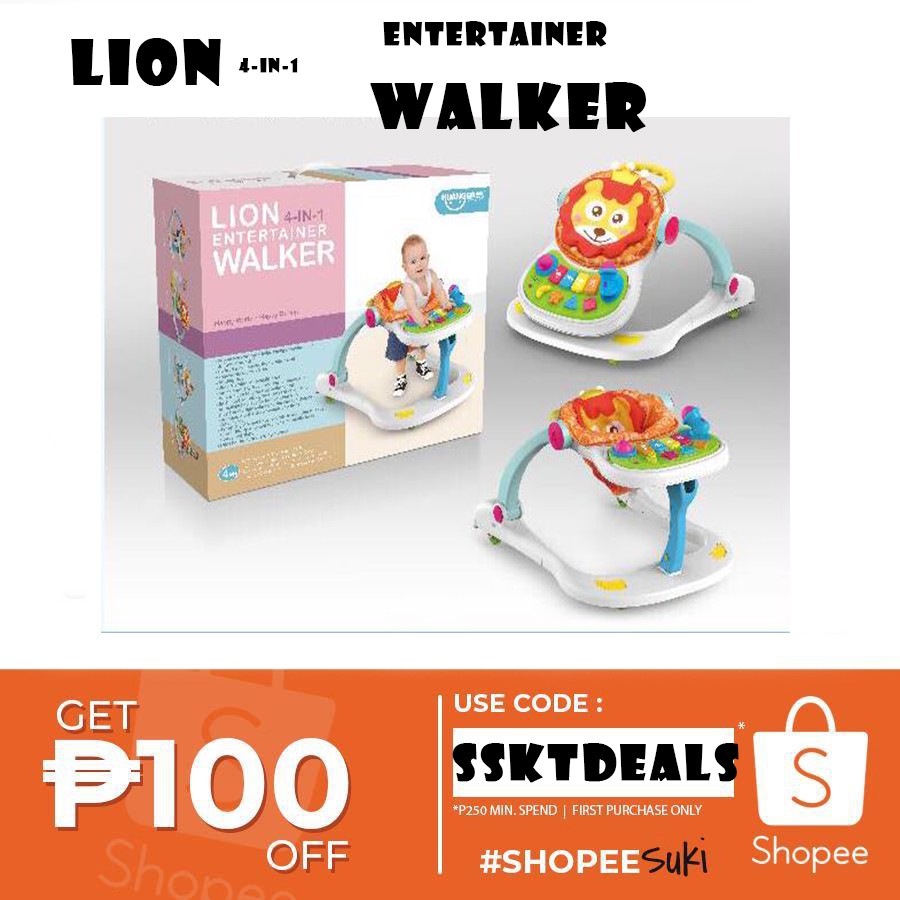 4 in 1 multifunctional entertainer lion baby walker