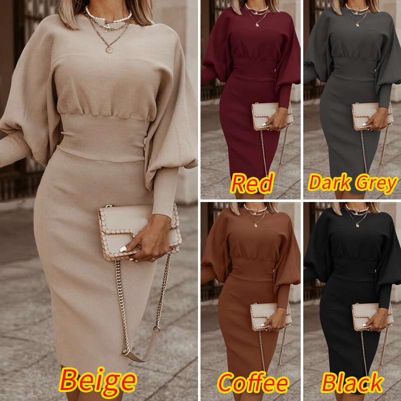 Zanzea Women Fashion Elegant Crew Neck Solid Color Long Sleeve Slim