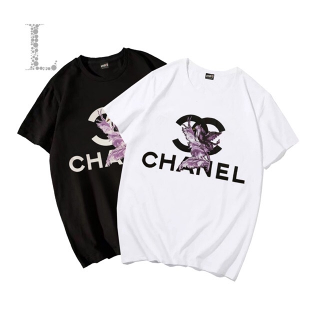Korean CHANEL fashion tshirt for men women round reck | Shopee Philippines