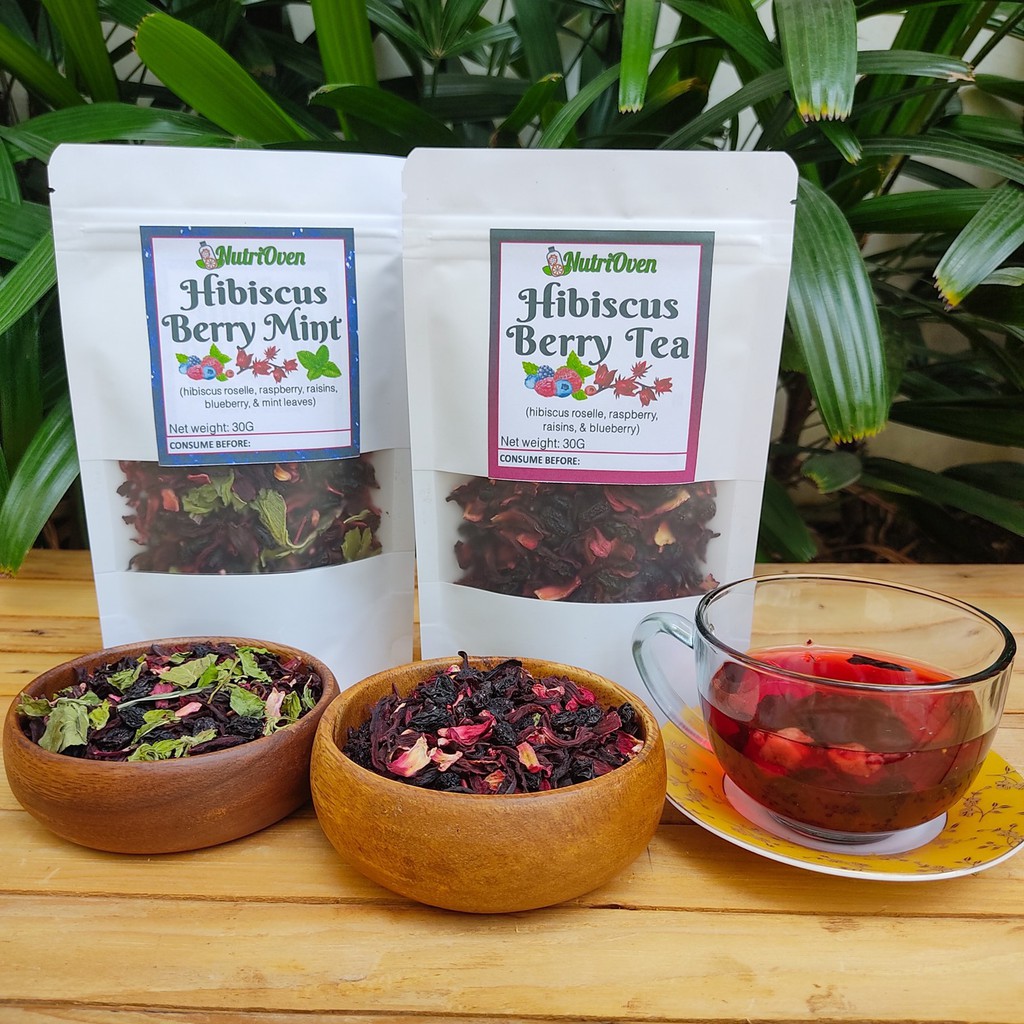 HIBISCUS BERRY / MINT TEA Roselle Blueberry Raspberry Raisins Loose