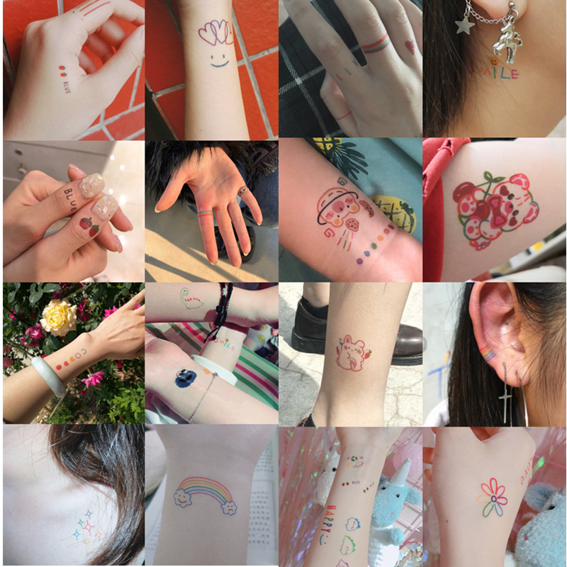 100pcs Hyuna Style Tattoo Stickers Waterproof Women Lasting Sexy Girl Simulation Korean Small Fresh Cute Cartoon Temporary Tattoo Shopee Philippines