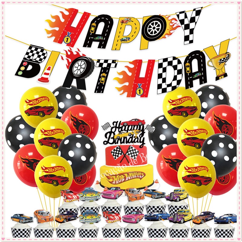 ALL Racing Cars theme Partyneeds Hot wheels Polka Dot Balloons Flag ...