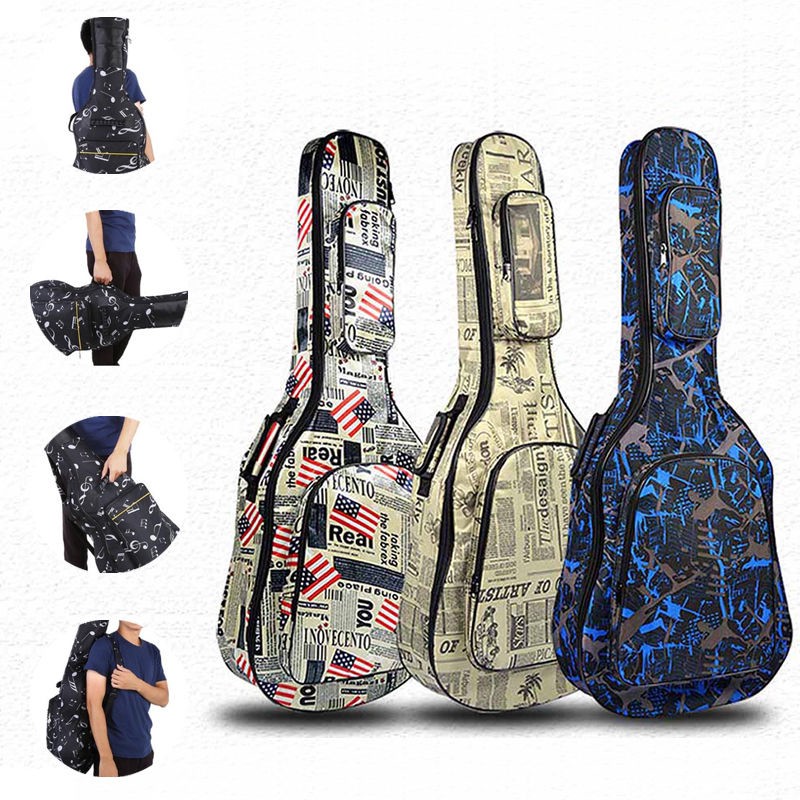 Guitar Case 40 41 42 Inch Acoustic Guitar Gig Bag Water-resistant Oxford Cloth Camouflage Blue Double Stitched Padded Straps Gig Bag Guitar Carrying Case 