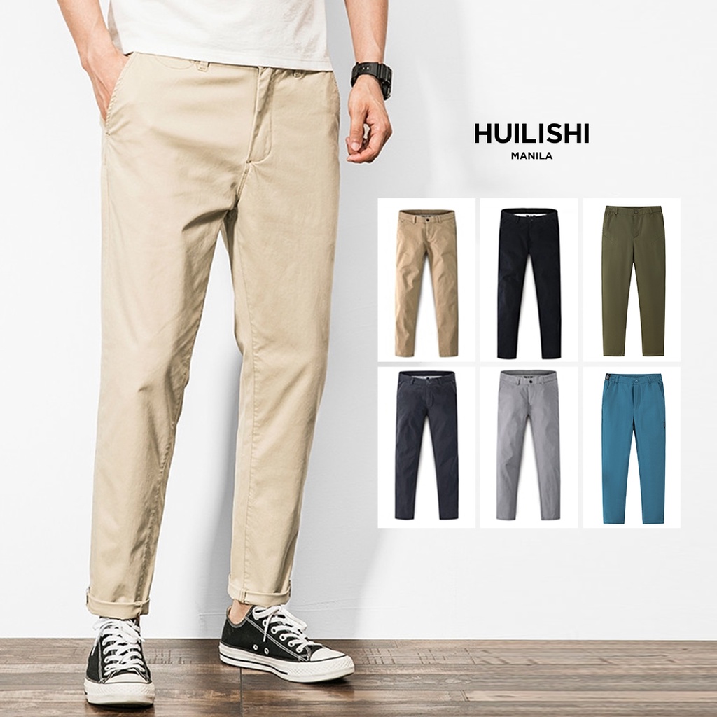 HUILISHI  Korean chino pants high quality men's casual comfortable pants #6