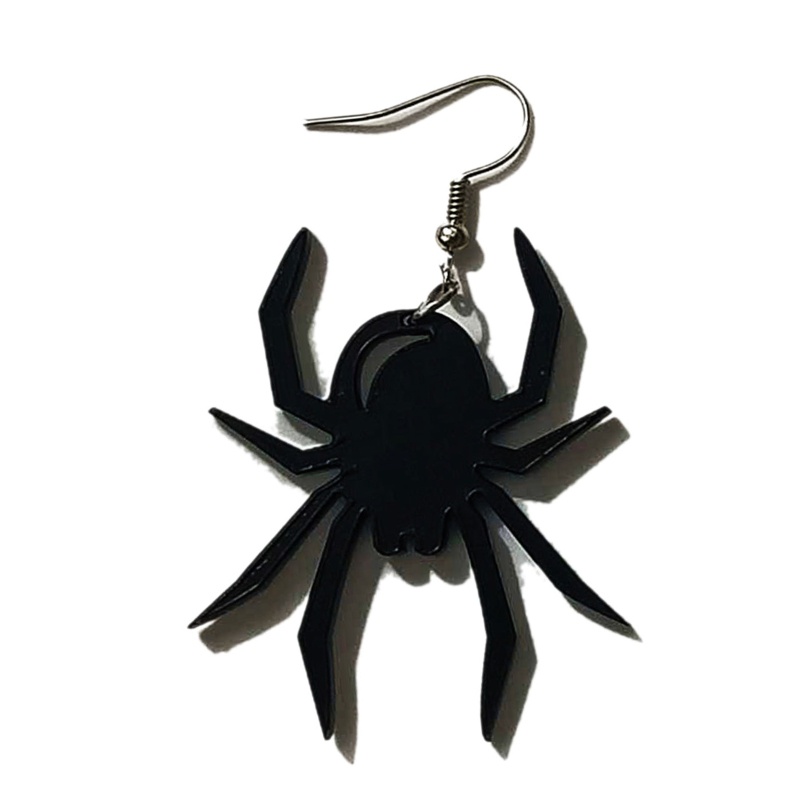 ARIN 6 Styles Holiday Earrings Smiling Face Pumpkin Skull Spider Web Spider Bat Moon Acrylic Earrings Halloween Earrings