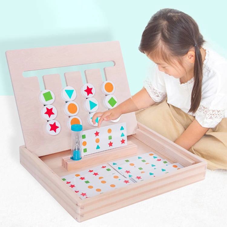 Wooden Training Thinking Toys 4 Colors Matching Shape Sorting