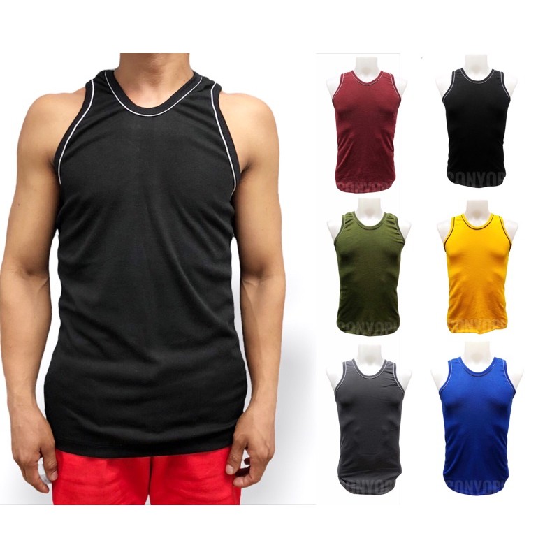 COD Plain Sando for Men | Stretchable | Body Fit | Free Size | Shopee ...