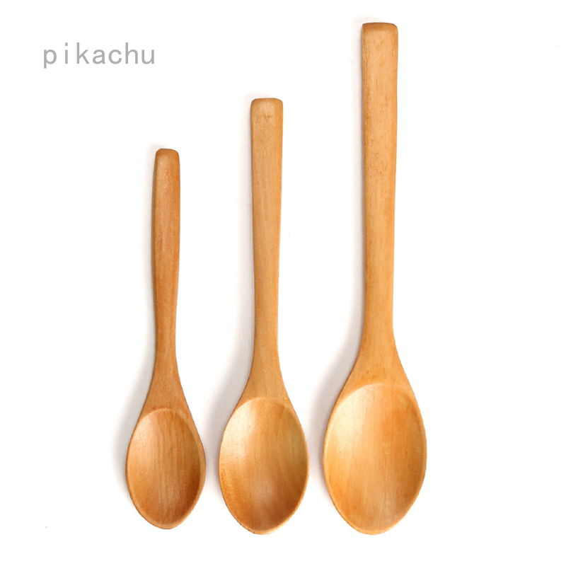 Black AsentechUK® 3Pcs Natural Wooden Spoon Honey Mixing Spoon Stirrer Coffee Tea Stirring Spoon Wood Tableware 