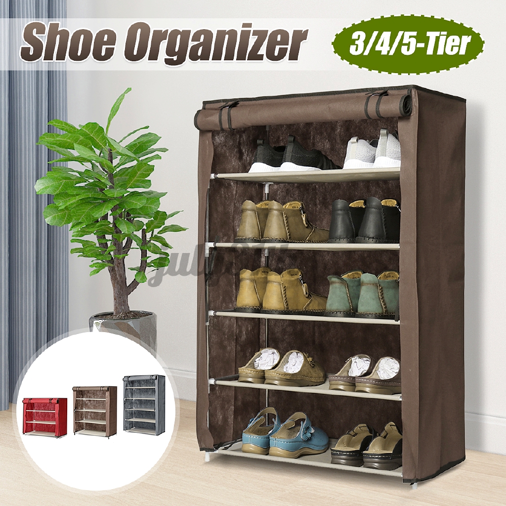 3 4 5 Layer Shoe Rack Storage Shelf Closet Cabinet Shoe Organiser Diy Assembly Shopee Philippines