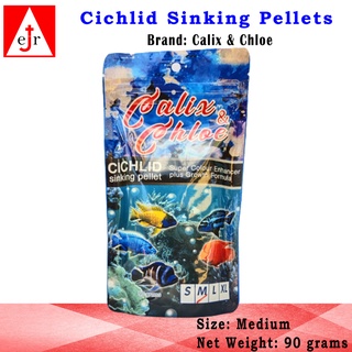 eJr Store - 1 pc of CICHLID Sinking Pellets (Size: Medium) Calix & Chloe Aquarium Fish Food (90g)